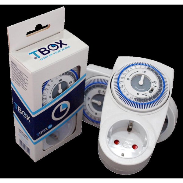 Tempo Box TBOX 1M, mechanische Zeitschaltuhr für die Steckdose, 230 V, max. 3500 W Leistung, IP20