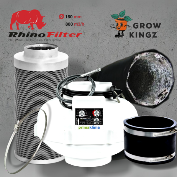 Grow Abluftset PrimaKlima PK160EC-TC 1180m³/h Drehzahl- u. Klimaregler