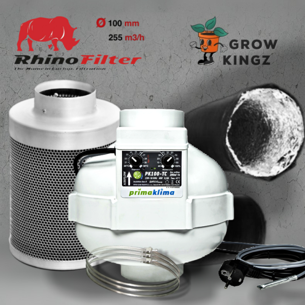 Grow Abluftset Prima Klima PK100-TC 280m³/h Drehzahl und Klimaregler